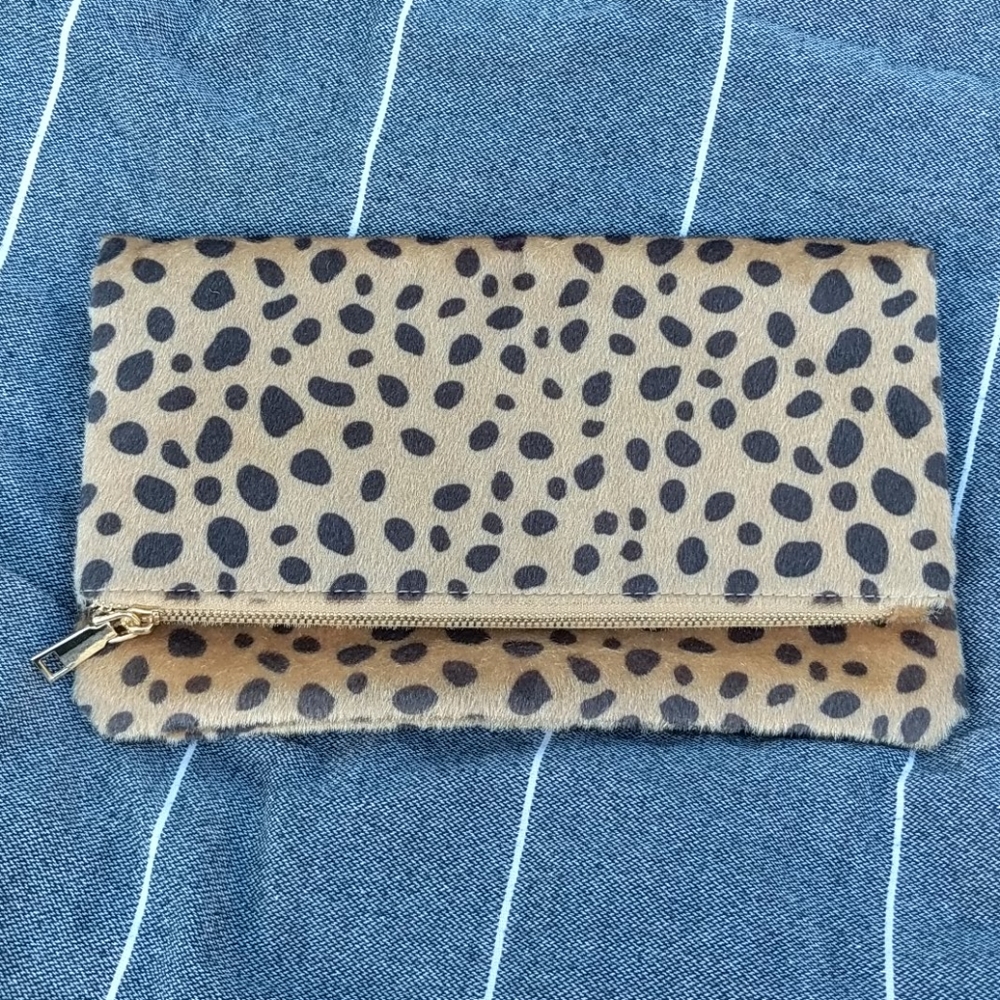 EUC Animal Print Foldover Clutch Crossbody